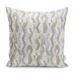 RealHomes Bej Zeminde Geometrik Motifli Örgü Desenli Dijital Baskılı Yastık Kırlent Kılıfı Realhomes