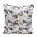 - K11295-Gorsel - Realhomes  RealHomes Ekru Zeminde Üçgen Motifli Geometrik Desenli Dijital Baskılı Yastık Kırlent Kılıfı Realhomes