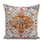 - K11313-Gorsel - Realhomes RealHomes Kırmızı Zeminde Kilim Motifli İran Desenli Dijital Baskılı Yastık Kırlent Kılıfı Realhomes