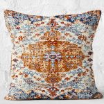 - K11313-Gorsel-2 - Realhomes RealHomes Kırmızı Zeminde Kilim Motifli İran Desenli Dijital Baskılı Yastık Kırlent Kılıfı Realhomes