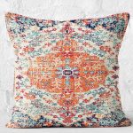 - K11315-Gorsel-2 - Realhomes RealHomes Kırmızı Zeminde Geleneksel Motifli Uşak Desenli Dijital Baskılı Yastık Kırlent Kılıfı Realhomes