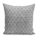 - K11316-Gorsel - Realhomes RealHomes Gri Zeminde Morrocan Motifli Eskitme Desenli Dijital Baskılı Yastık Kırlent Kılıfı Realhomes