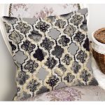 - K11320-Gorsel-1 - Realhomes RealHomes Siyah - Gri Zeminde Morrocan Motifli Antik Desenli Dijital Baskılı Yastık Kırlent Kılıfı Realhomes