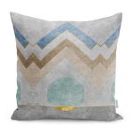 - K11325-Gorsel - Realhomes RealHomes Gri Zeminde Geometrik Motifli Zikzak Desenli Dijital Baskılı Yastık Kırlent Kılıfı Realhomes