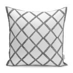 - K11327-Gorsel - Realhomes RealHomes Siyah - Beyaz Zeminde Geometrik Motifli Baklava Desenli Dijital Baskılı Yastık Kırlent Kılıfı Realhomes