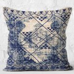 - K11328-Gorsel-2 - Realhomes  RealHomes Lacivert - Krem Zeminde Antik Motifli Geleneksel Desenli Dijital Baskılı Yastık Kırlent Kılıfı Realhomes