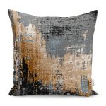 - K11329-Gorsel - Realhomes RealHomes Siyah - Kahverengi Zeminde Eskitme Motifli Duvar Desenli Dijital Baskılı Yastık Kırlent Kılıfı Realhomes