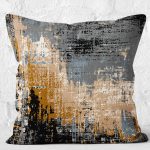 - K11329-Gorsel-2 - Realhomes RealHomes Siyah - Kahverengi Zeminde Eskitme Motifli Duvar Desenli Dijital Baskılı Yastık Kırlent Kılıfı Realhomes