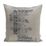 - K11342-Gorsel - Realhomes RealHomes Krem - Gri Zeminde Antik Motifli Geleneksel Desenli Dijital Baskılı Yastık Kırlent Kılıfı Realhomes