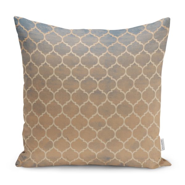 - K11345-Gorsel - Realhomes  RealHomes Siyah - Füme Zeminde Örme Motifli Otantik Desenli Dijital Baskılı Yastık Kırlent Kılıfı Realhomes