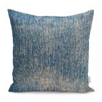 RealHomes Mavi Zeminde Örme Motifli Eskitme Desenli Dijital Baskılı Yastık Kırlent Kılıfı Realhomes