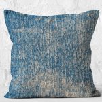 RealHomes Mavi Zeminde Örme Motifli Eskitme Desenli Dijital Baskılı Yastık Kırlent Kılıfı Realhomes