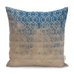 - K11349-Gorsel - Realhomes RealHomes Mavi - Bej Zeminde Antik Motifli Dokuma Halı Desenli Dijital Baskılı Yastık Kırlent Kılıfı Realhomes