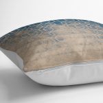 - K11349-Gorsel-3 - Realhomes RealHomes Mavi - Bej Zeminde Antik Motifli Dokuma Halı Desenli Dijital Baskılı Yastık Kırlent Kılıfı Realhomes