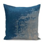 RealHomes Mavi Zeminde Eskitme Motifli Antik Desenli Dijital Baskılı Yastık Kırlent Kılıfı Realhomes