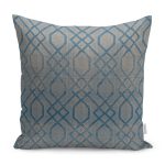 - K11367-Gorsel - Realhomes RealHomes Mavi Zeminde Geometrik Motifli Örme Desenli Dijital Baskılı Yastık Kırlent Kılıfı Realhomes