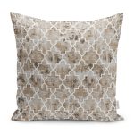 - K11377-Gorsel - Realhomes  RealHomes Kahverengi Zeminde Morrocan Motifli Eskitme Desenli Dijital Baskılı Yastık Kırlent Kılıfı Realhomes