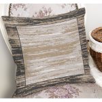 - K11378-Gorsel-1 - Realhomes RealHomes Kahverengi Zeminde Çerçeveli Eskitme Desenli Dijital Baskılı Yastık Kırlent Kılıfı Realhomes