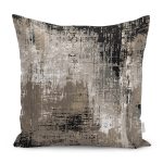 - K11380-Gorsel - Realhomes RealHomes Kahverengi - Siyah Zeminde Eskitme Motifli Retro Desenli Dijital Baskılı Yastık Kırlent Kılıfı Realhomes