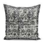 - K11387-Gorsel - Realhomes RealHomes Siyah Zeminde Eskitme Motifli Geleneksel Desenli Dijital Baskılı Yastık Kırlent Kılıfı Realhomes