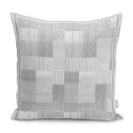 - K11390-Gorsel - Realhomes RealHomes Gri Zeminde Çerçeveli Dokuma Halı Desenli Dijital Baskılı Yastık Kırlent Kılıfı Realhomes