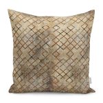 RealHomes Bej Zeminde Eskitme Motifli Geometrik Desenli Dijital Baskılı Yastık Kırlent Kılıfı Realhomes