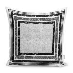 - K11395-Gorsel - Realhomes RealHomes Siyah - Beyaz Zeminde Çerçeveli Klasik Desenli Dijital Baskılı Yastık Kırlent Kılıfı Realhomes