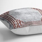 - K11397-Gorsel-3 - Realhomes RealHomes Gri Zeminde Çerçeveli Motifli Eskitme Desenli Dijital Baskılı Yastık Kırlent Kılıfı Realhomes