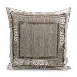 - K11399-Gorsel - Realhomes RealHomes Kahverengi Zeminde Çerçeveli Motifli Eskitme Desenli Dijital Baskılı Yastık Kırlent Kılıfı Realhomes