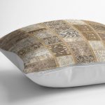 - K11406-Gorsel-3 - Realhomes RealHomes Kahverengi Zeminde Patchwork Motifli Yöresel Desenli Dijital Baskılı Yastık Kırlent Kılıfı Realhomes