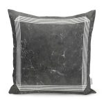 - K11412-Gorsel - Realhomes RealHomes Füme Zeminde Çerçeveli Motifli Mermer Desenli Dijital Baskılı Yastık Kırlent Kılıfı Realhomes