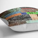 - K11413-Gorsel-3 - Realhomes RealHomes Kahverengi Zeminde Patchwork Motifli Etnik Desenli Dijital Baskılı Yastık Kırlent Kılıfı Realhomes