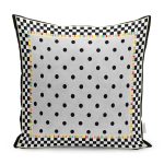 RealHomes Gri Zeminde Puanlı Çerçeveli Desenli Dijital Baskılı Yastık Kırlent Kılıfı Realhomes