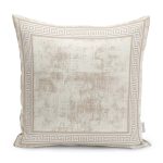 - K11426-Gorsel - Realhomes RealHomes Krem - Bej Zeminde Çerçeveli Motifli Antik Desenli Dijital Baskılı Yastık Kırlent Kılıfı Realhomes