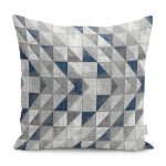 - K11428-Gorsel - Realhomes RealHomes Mavi - Gri Zeminde Geometrik Motifli Antik Desenli Dijital Baskılı Yastık Kırlent Kılıfı Realhomes