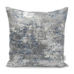 - K11433-Gorsel - Realhomes RealHomes Mavi - Beyaz Zeminde Retro Motifli Antik Desenli Dijital Baskılı Yastık Kırlent Kılıfı Realhomes