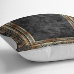 - K11442-Gorsel-3 - Realhomes RealHomes Siyah - Gold Zeminde Çerçeveli Eskitme Desenli Dijital Baskılı Yastık Kırlent Kılıfı Realhomes