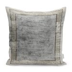 - K11445-Gorsel - Realhomes RealHomes Gri Zeminde Çerçeveli Motifli Antik Desenli Dijital Baskılı Yastık Kırlent Kılıfı Realhomes