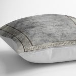 - K11445-Gorsel-3 - Realhomes RealHomes Gri Zeminde Çerçeveli Motifli Antik Desenli Dijital Baskılı Yastık Kırlent Kılıfı Realhomes