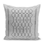 - K11446-Gorsel - Realhomes RealHomes Gri Zeminde Bohem Motifli Etnik Desenli Dijital Baskılı Yastık Kırlent Kılıfı Realhomes