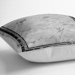 RealHomes Siyah - Gri Zeminde Çerçeveli Motifli Mermer Desenli Dijital Baskılı Yastık Kırlent Kılıfı Realhomes