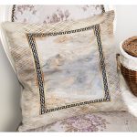 - K11448-Gorsel-1 - Realhomes RealHomes Siyah - Gold Zeminde Çerçeveli Motifli Mermer Desenli Dijital Baskılı Yastık Kırlent Kılıfı Realhomes