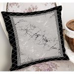 - K11451-Gorsel-1 - Realhomes RealHomes Mermer Zeminde Çerçeveli Motifli Metalik Desenli Dijital Baskılı Yastık Kırlent Kılıfı Realhomes