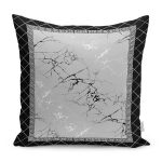 - K11451-Gorsel - Realhomes RealHomes Mermer Zeminde Çerçeveli Motifli Metalik Desenli Dijital Baskılı Yastık Kırlent Kılıfı Realhomes