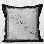 - K11451-Gorsel-2 - Realhomes RealHomes Mermer Zeminde Çerçeveli Motifli Metalik Desenli Dijital Baskılı Yastık Kırlent Kılıfı Realhomes