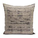 - K11455-Gorsel - Realhomes RealHomes Kahverengi - Krem Zeminde Çerçeveli Motifli Eskitme Desenli Dijital Baskılı Yastık Kırlent Kılıfı Realhomes