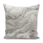 RealHomes Bej - Krem Zeminde Eskitme Motifli Mermer Desenli Dijital Baskılı Yastık Kırlent Kılıfı Realhomes