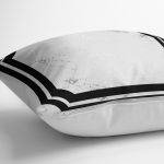 RealHomes Siyah - Gri Zeminde Çerçeveli Motifli Mermer Desenli Dijital Baskılı Yastık Kırlent Kılıfı Realhomes