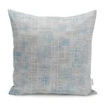 - K11464-Gorsel - Realhomes RealHomes Mavi - Gri Zeminde Geometrik Motifli Eskitme Desenli Dijital Baskılı Yastık Kırlent Kılıfı Realhomes