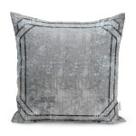 - K11466-Gorsel - Realhomes RealHomes Gri - Siyah Zeminde Çerçeveli Motifli Antik Desenli Dijital Baskılı Yastık Kırlent Kılıfı Realhomes